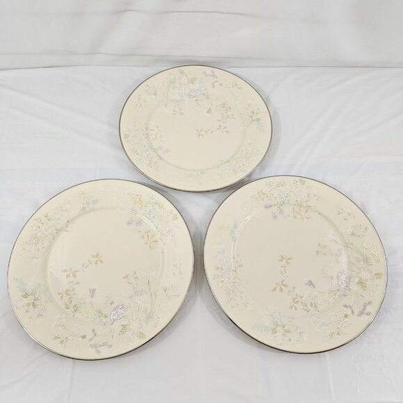 Lenox April Ivory w/ Platinum Floral On Trim 10 7/8” Dinner Plates - Set of 3 - Picture 1 of 16